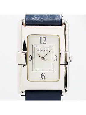 Saint Laurent Yves SS Quartz Ivory Dial Watch